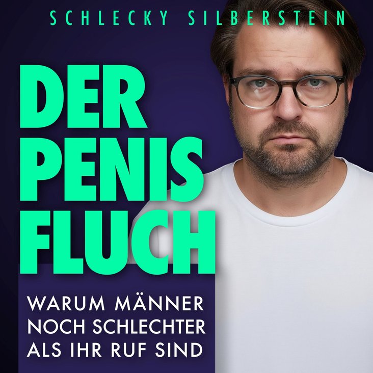 Der Titel der Veranstaltung steht in türkis auf lila Hintergrund. Der Künstler ist auf der rechten Seite ebenfalls zu sehen