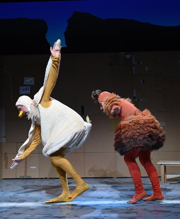Huhn und Ente auf der Bühne