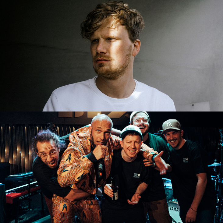 Collage aus zwei Bildern von Bands