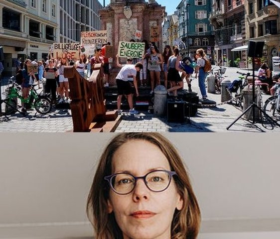 Foto oben: Fridays For Future Aktivist:innen
Foto unten: Portraitfoto Anne Brorhilker