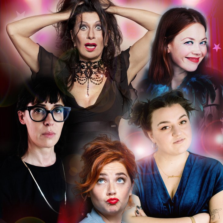 Fotocollage mit Patrizia Moresco und ihren Gästen, den "Sisters of Comedy"